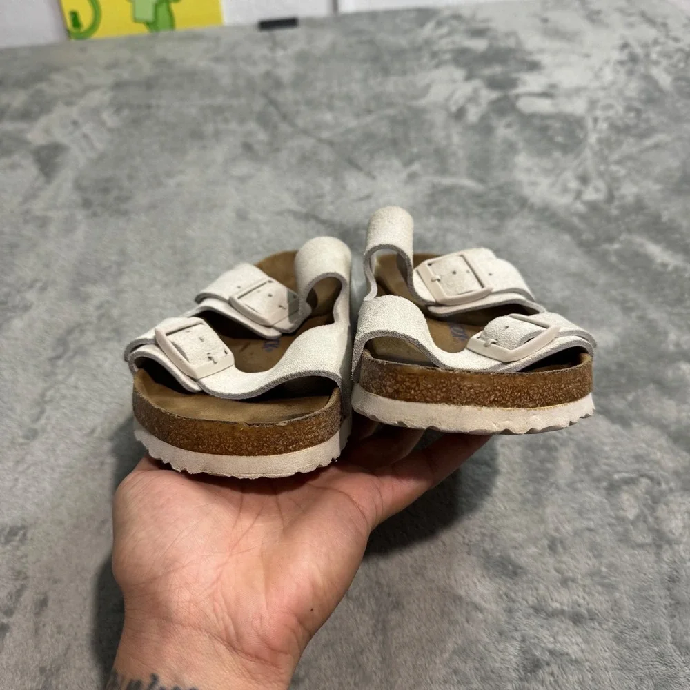 Birkenstock Arizona Suede Leather Sandals Bone White Mens 9 L11 M9 EU 42
